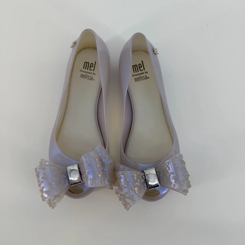 Mini Melissa Ultragirl Sweet X Shoes with in Clear Lilac Sparkly Bow